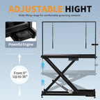 Height Adjustable Pet Grooming Table, Equipped With Leveling Wheels, Dog Grooming Arms, Anti Slip Tabletop, And Tool Organizer 50 Inches, Black, Prohibited Platform Temu
