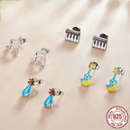Mini Piano Note 925 Silver Stud Earrings
