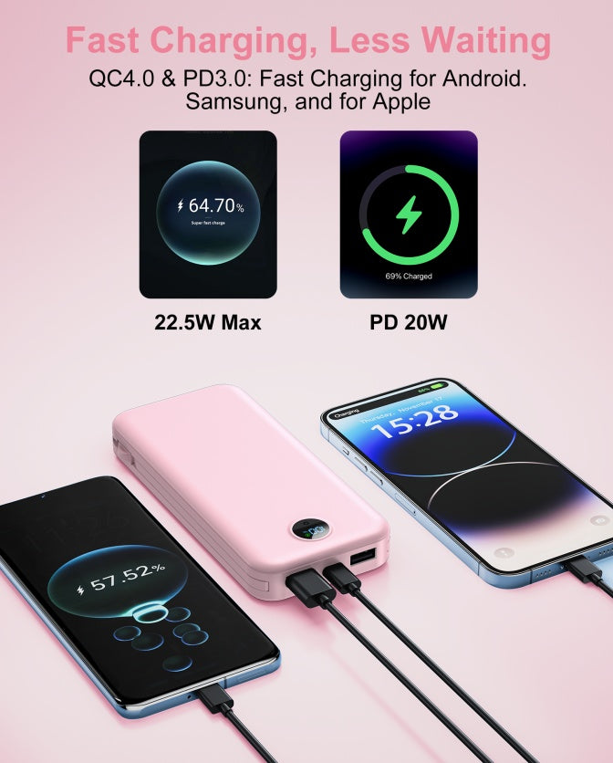 With AC Socket For Fast Charging, It Comes With A Dual-wire Digital Display Power Bank