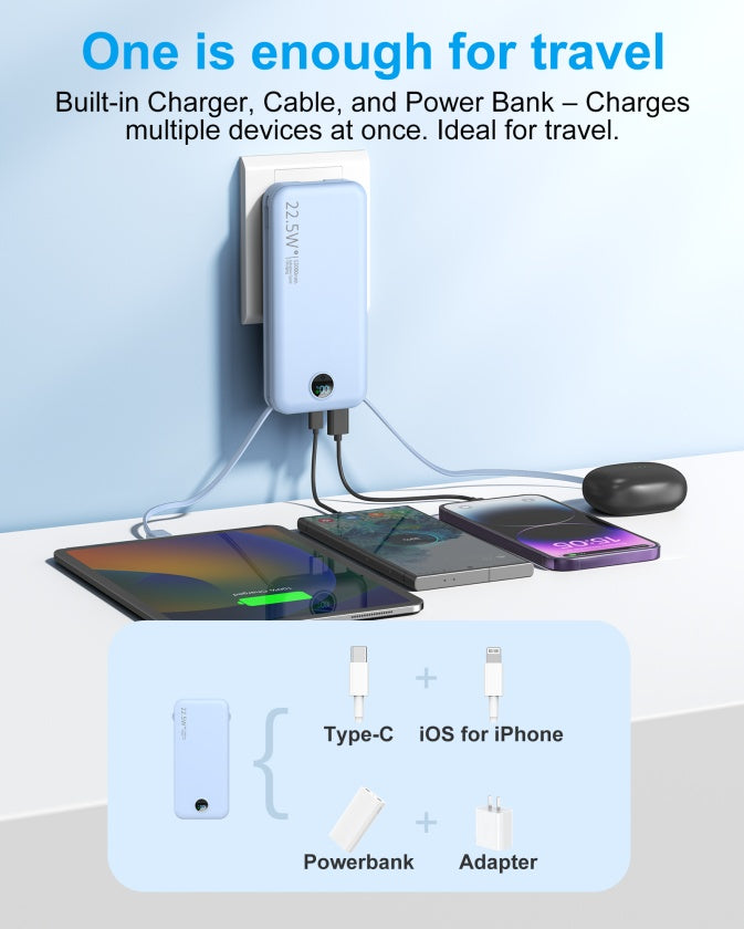 With AC Socket For Fast Charging, It Comes With A Dual-wire Digital Display Power Bank
