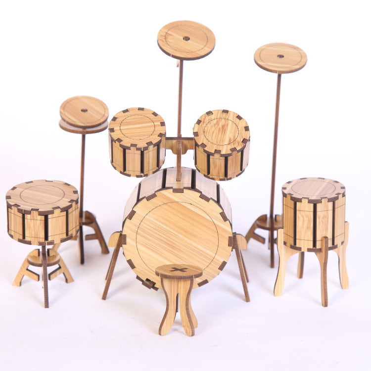 Musical Instrument Piano Phonograph Drum Set 3D Stereo Puzzle Assembly Model