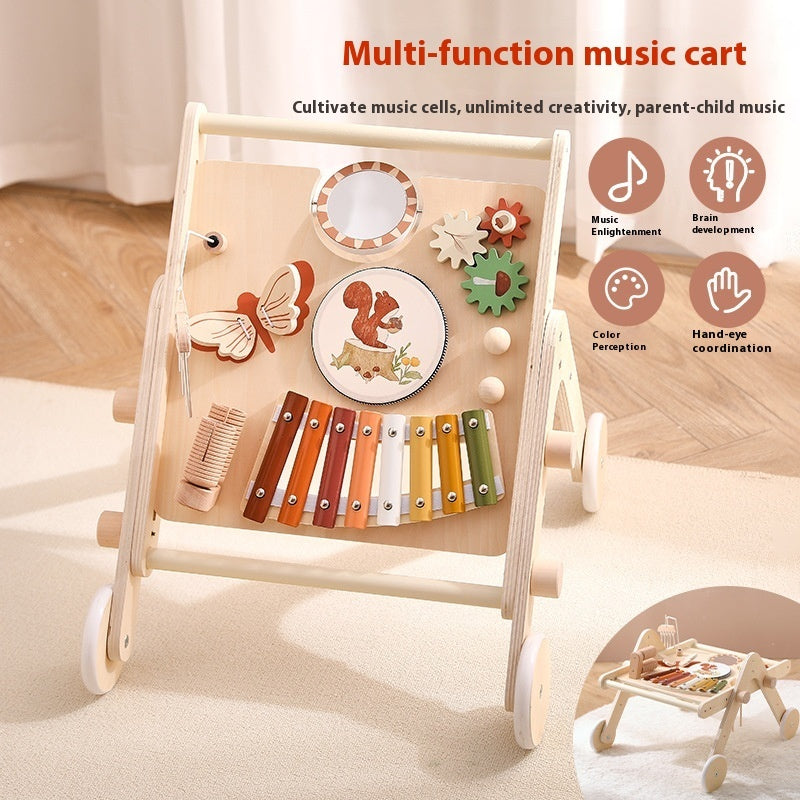 Multifunctional Music Station Trolley Children's Early Education Percussion Piano Wind Chimes Drum Kit