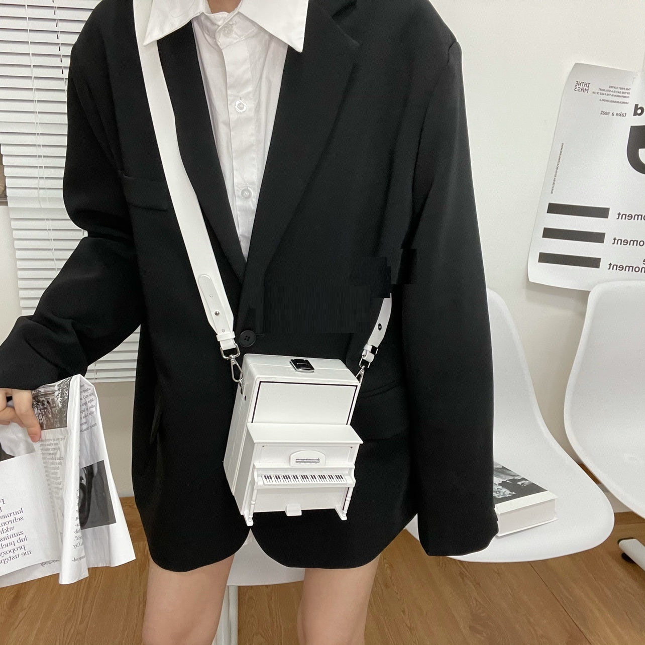 Handmade Piano Wooden Box Niche Shoulder Bag
