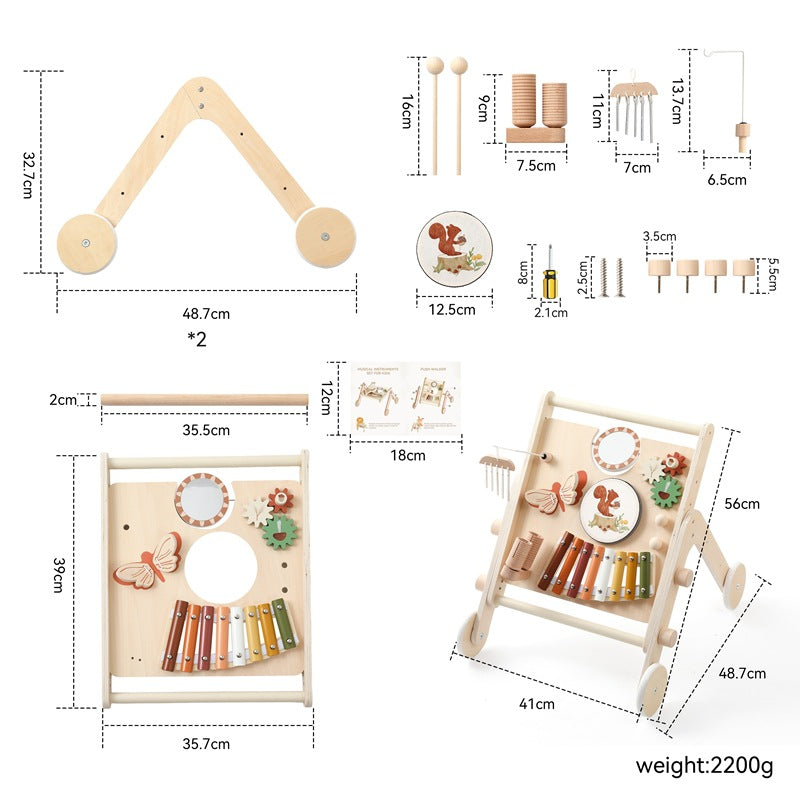 Multifunctional Music Station Trolley Children's Early Education Percussion Piano Wind Chimes Drum Kit