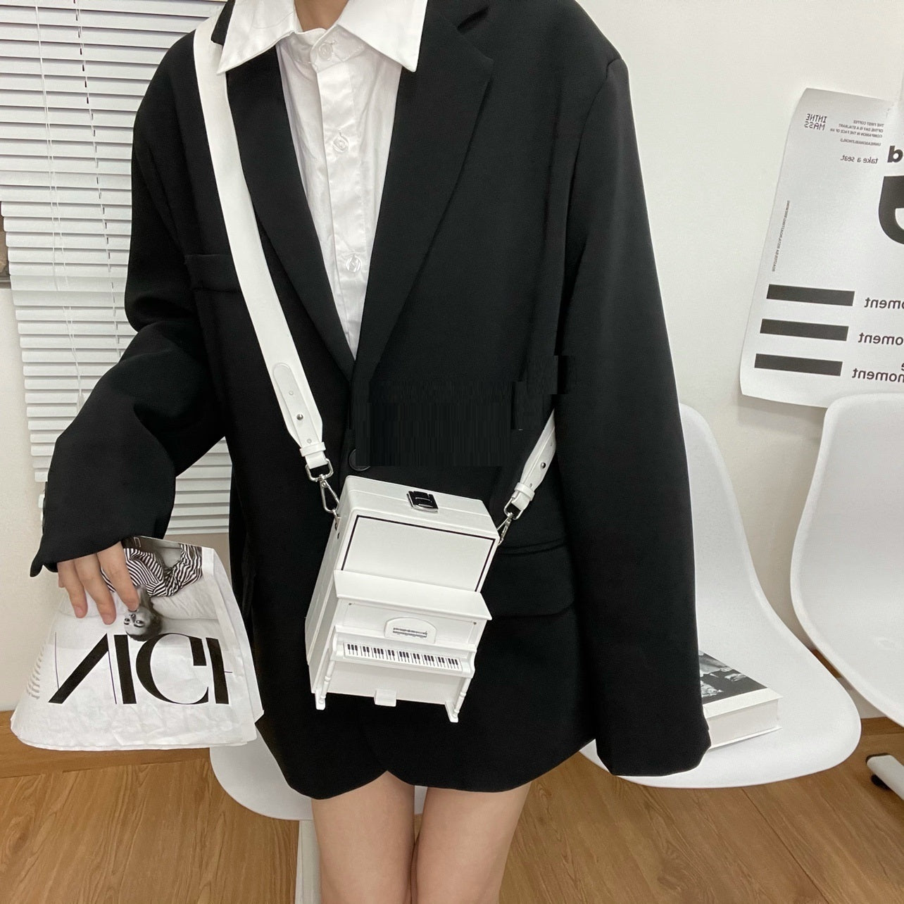 Handmade Piano Wooden Box Niche Shoulder Bag