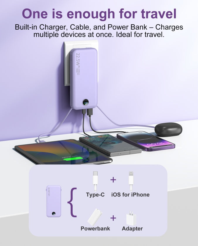 With AC Socket For Fast Charging, It Comes With A Dual-wire Digital Display Power Bank