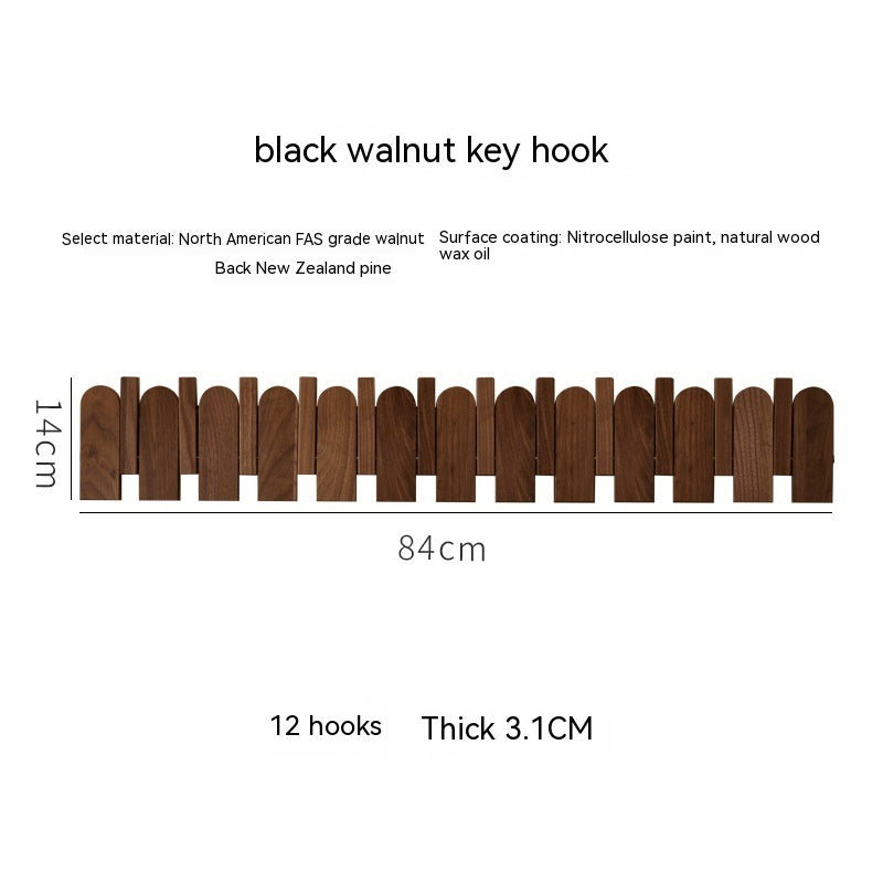 Black Walnut Solid Wood Piano Key Hanger