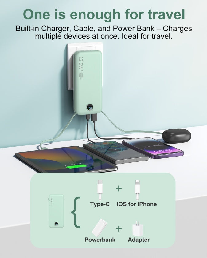 With AC Socket For Fast Charging, It Comes With A Dual-wire Digital Display Power Bank